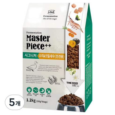 더독 전연령용 강아지 닥터 명작 시그니처 소프트사료, 오리, 1.2kg, 5개