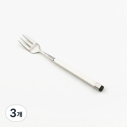 보겐 스퀘어 투톤 커트러리 티포크, 화이트 + 실버, 3개