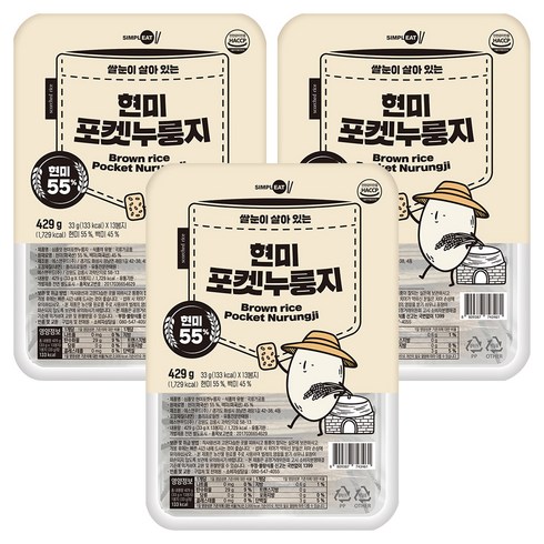 심플잇 현미 포켓누룽지, 429g, 3개