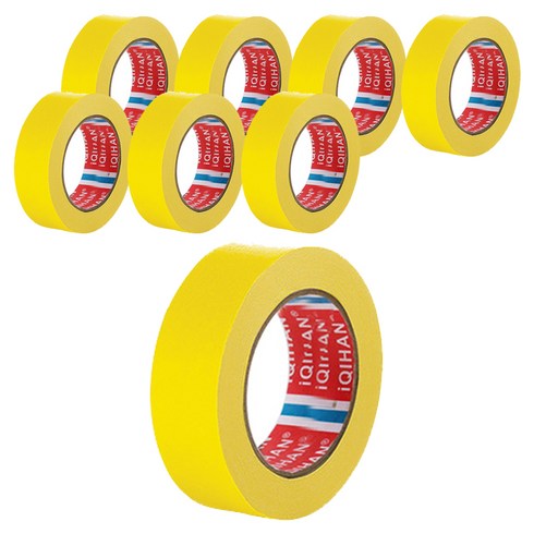 iQIHAN 다다 칼라 마스킹테이프 노랑 25 mm x 20 m, 8개