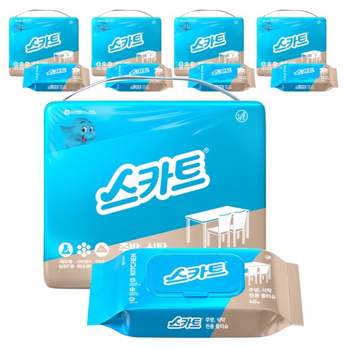 스카트 주방 식탁 전용 물티슈 40p, 20개