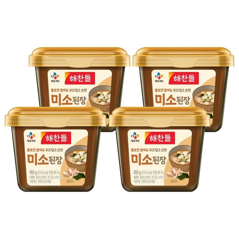 해찬들 물로만 끓여도 부드럽고 순한 미소된장, 450g, 4개