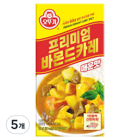 오뚜기 프리미엄 바몬드 고형 카레 매운맛, 5개, 200g