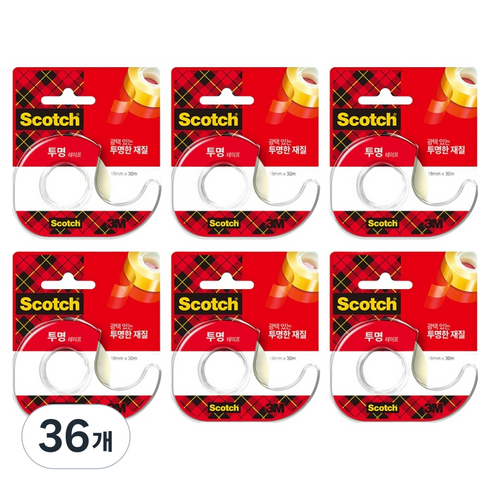 스카치 투명 테이프 리필 550R 18mm x 30m, 36개