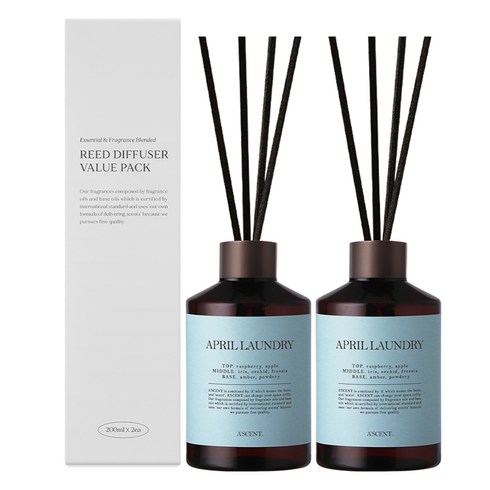 에이센트 퍼퓸드 디퓨저, 에이프릴런더리, 200ml, 2개
