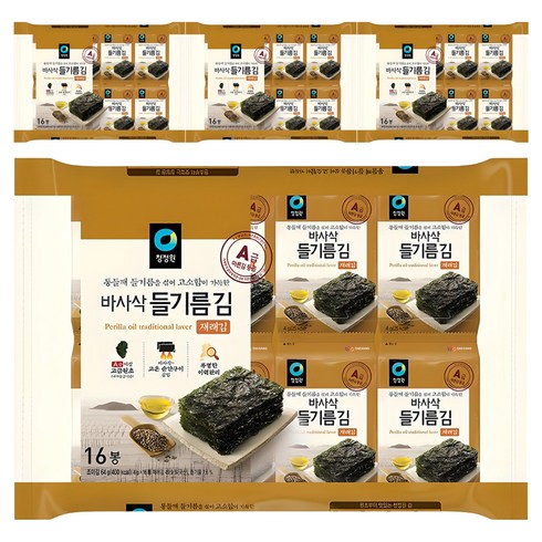 청정원 들기름 바사삭김, 64g, 4개