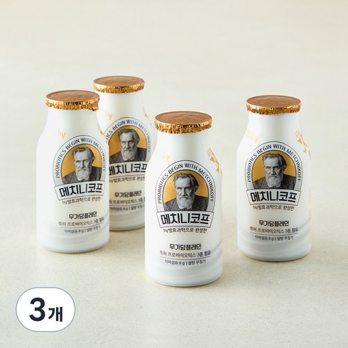 메치니코프 무가당 플레인, 3개, 4개입, 140ml