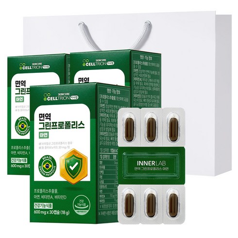 이너랩 면역 그린프로폴리스 아연 선물세트 18g, 30정, 3개