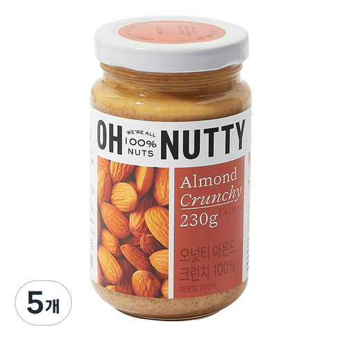 오넛티 아몬드 크런치 100%, 230g, 5개