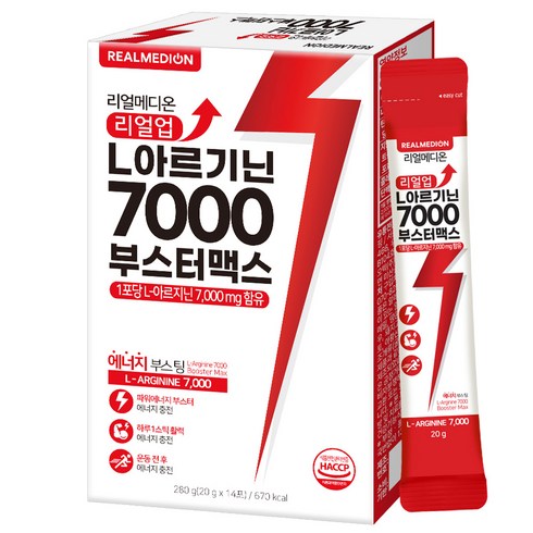 리얼메디온 리얼업 L 아르기닌 7000 부스터 맥스, 1개, 280g