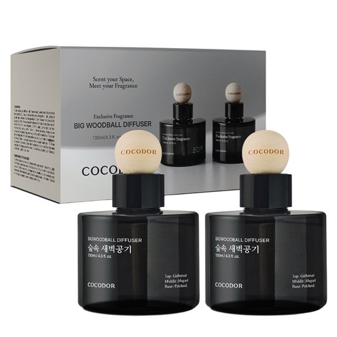 코코도르 빅우드볼 차량용 디퓨저 130ml, 숲속새벽공기, 2개