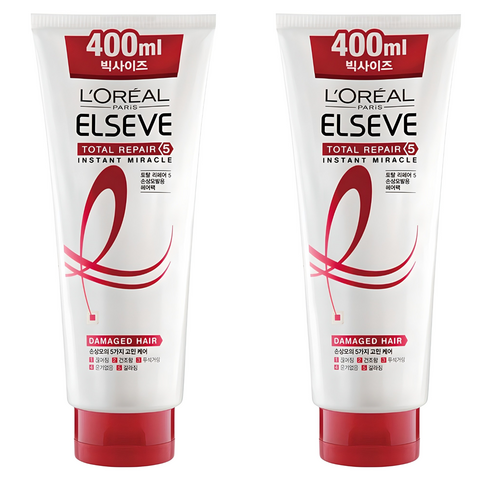 로레알파리 엘세브 토탈 리페어 5 인스턴트 미라클 헤어팩, 400ml, 2개