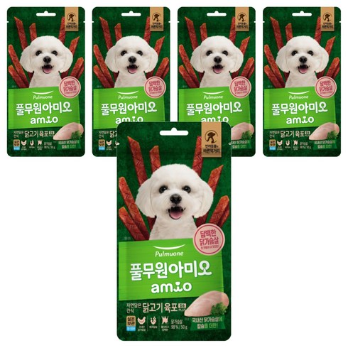풀무원아미오 자연담은 간식 닭고기 육포 칼슘 PLUS, 닭가슴살, 50g, 5개