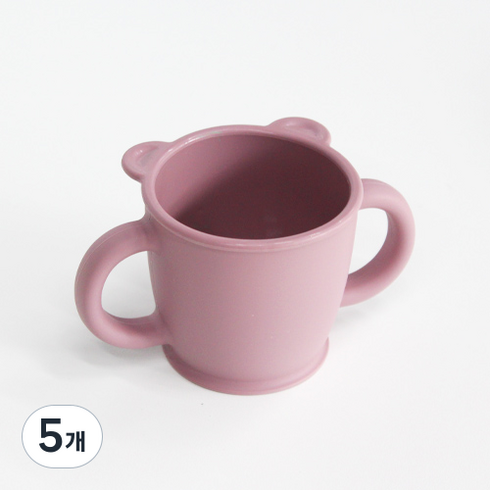 바른상점 유아 양손 실리콘 물컵, 다크핑크, 5개, 200ml