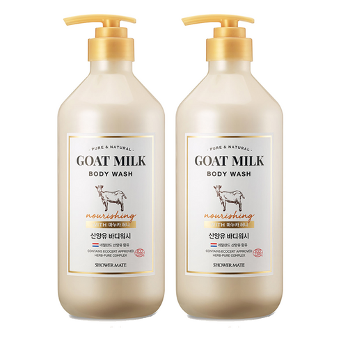 샤워메이트 산양유 바디워시 마누카허니, 800ml, 2개