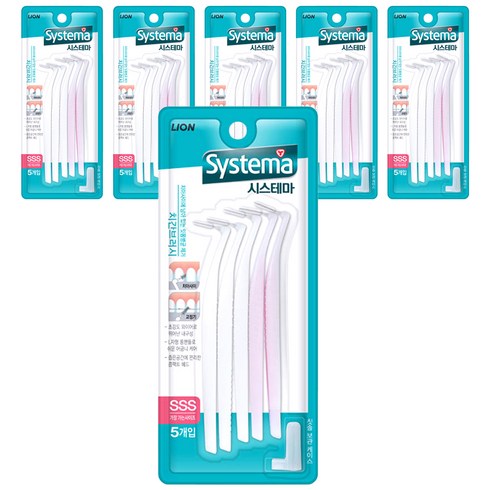 시스테마 L자형 치간칫솔 SSS, 0.8mm, 5개입, 6개