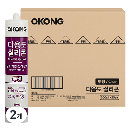 오공 다용도 실리콘 투명 300ml x 10p, 2개