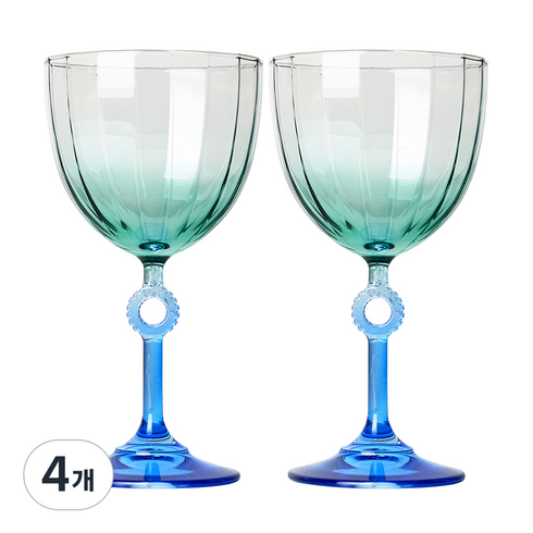 레이클 엘리트 와인잔 그린 블루, 270ml, 4개