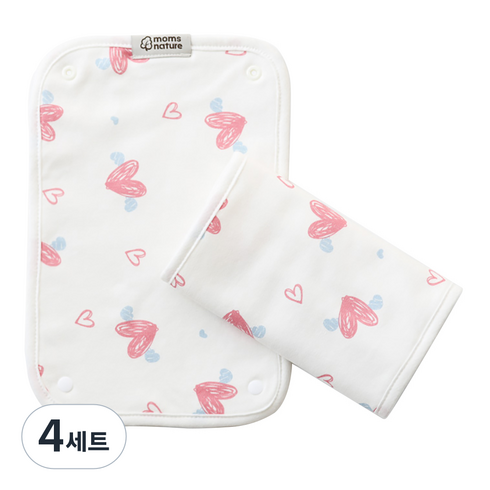 맘스네이처 유아용 오가닉 순면 아기띠 침받이 2p, 러블리, 4세트