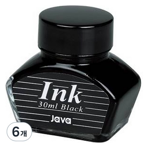 자바펜 만년필 병잉크 30ml, 6개, 흑색