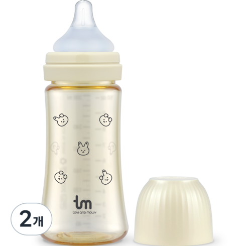 토비앤몰리 PPSU 돗바니 젖병 싱글팩, 바닐라, 280ml, 2개