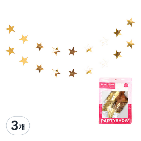 파티쇼 SHOW별 가랜드 소, 3개, 골드