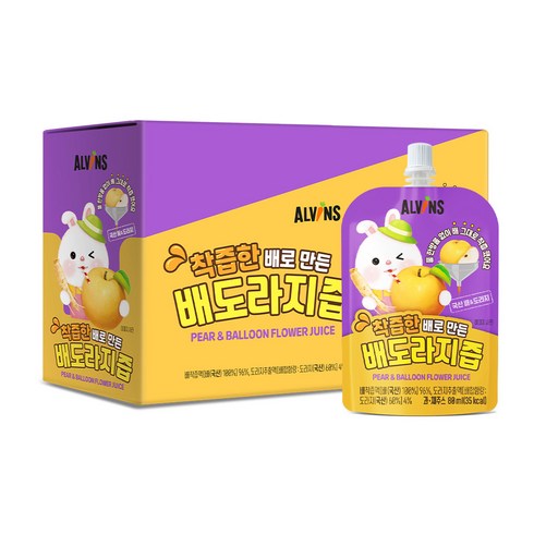 엘빈즈 착즙한 배로 만든 배도라지즙, 80ml, 40개, 혼합맛(배/도라지)