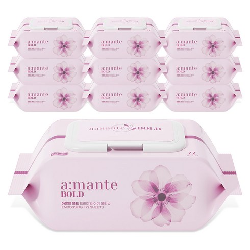 amante 유아용 볼드 물티슈 캡형, 75g, 72매, 10세트