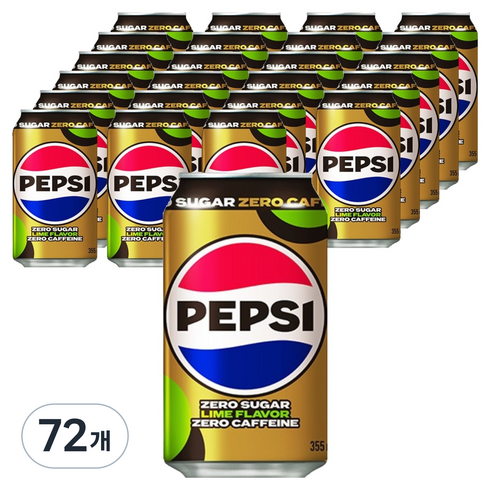 펩시 제로 슈거 라임향 제로 카페인, 355ml, 72개