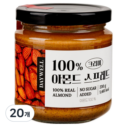 데이웰 100% 아몬드 스프레드 크리미, 230g, 20개