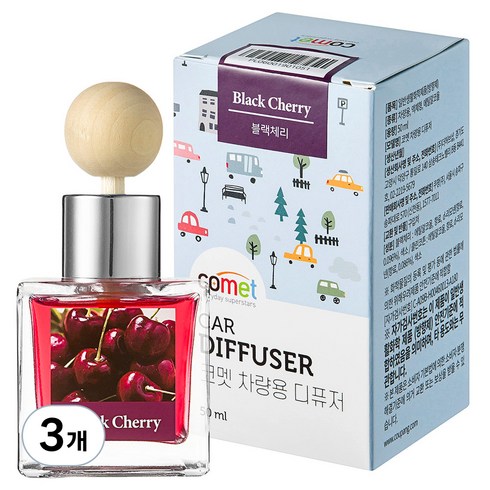 코멧 설레는 향 가득 차량용 디퓨저 50ml, 블랙체리, 3개
