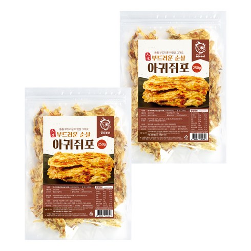 해야미 구운 순살 아귀쥐포채, 250g, 2개