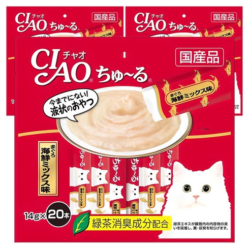 챠오츄르 고양이 짜먹는 간식, 혼합맛(참치/해산물), 14g, 60개