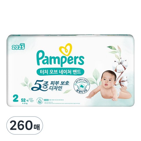 팸퍼스 터치 오브 네이처 밴드형 기저귀 아동공용, 2단계, 260매