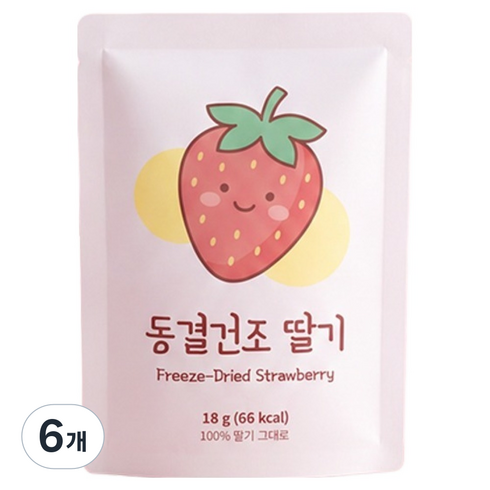 파베글라스 동결건조 딸기 건강간식, 6개, 18g