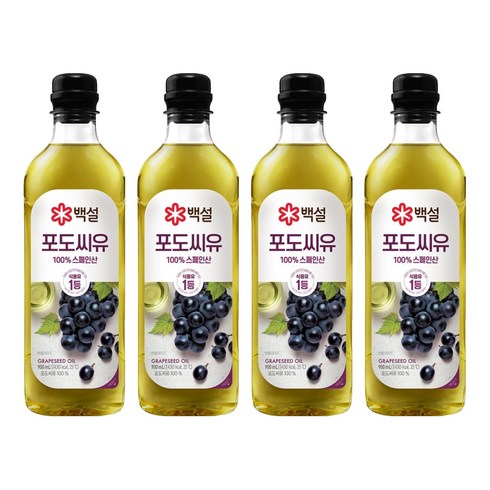 백설 포도씨유, 900ml, 4개