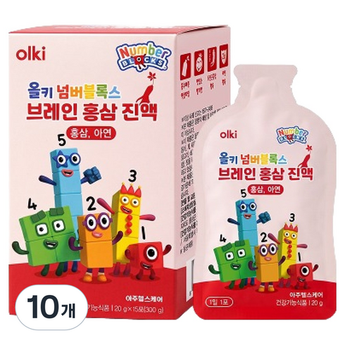 올키 넘버블록스 브레인 홍삼 진액 15p, 300g, 10개