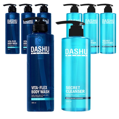 다슈 데일리 비타 플렉스 쿨링 남성청결제 300ml + 올인원 바디워시 500ml, 4개