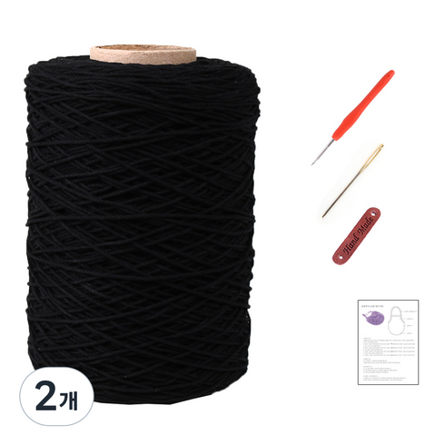 마마니트 동방면사 네트가방 DIY 세트, 2개, 314 블랙