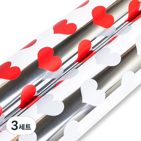 좋은기븐 순수하트 메탈롤 포장지 2종 세트, 레드, 화이트, 3세트