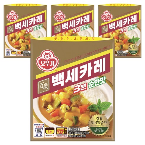 오뚜기3분 백세카레 순한맛, 200g, 4개