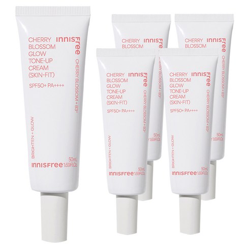 [비건뷰티] 이니스프리 New 왕벚꽃글로우스킨핏톤업크림 SPF50+ PA++++, 핑크, 50ml, 5개