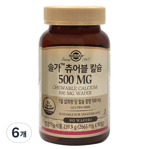 솔가 츄어블 칼슘 500 239.9g, 90정, 6개