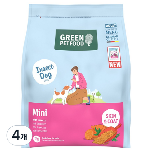 그린펫푸드 미니 인섹트도그 하이포알러젠 독일 펫 푸드, 피부/피모+알러지, 900g, 4개