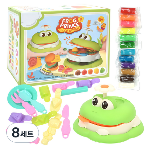 플레이 컬러 도우 클레이 세트, 개구리햄버거, 550g, 8세트
