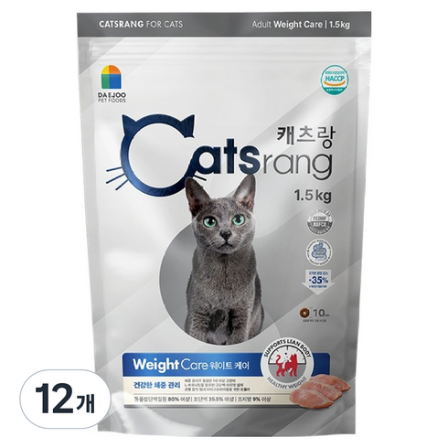 캐츠랑 고양이 어덜트 체중조절 웨이트 케어 기능성 사료, 헤어볼+체중조절, 1.5kg, 12개