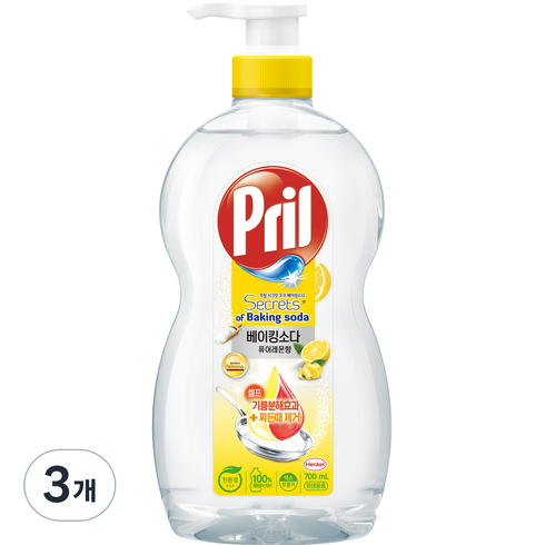 프릴 시크릿오브 베이킹소다 퓨어레몬향 주방세제, 700ml, 3개