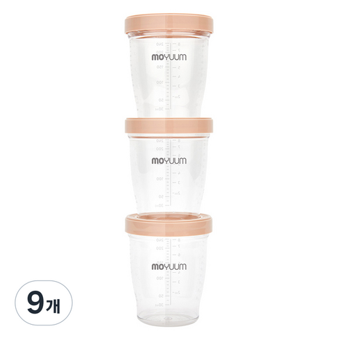 모윰 트라이탄 이유식 용기, 240ml, 테라코타, 9개