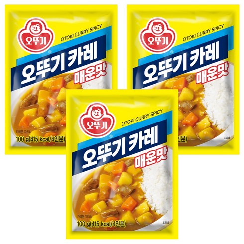 오뚜기 카레 과립형 매운맛, 100g, 3개