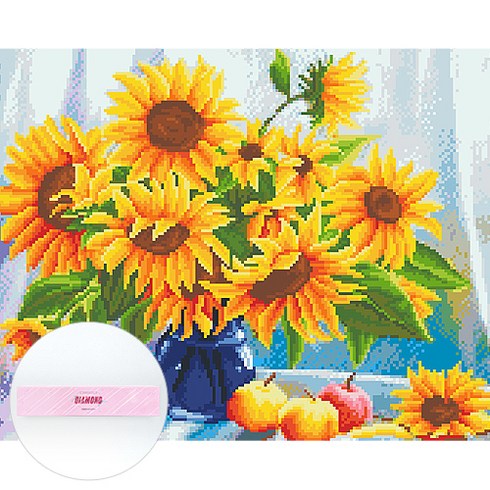 디클레어 DIY 패브릭형 보석십자수 세트 50 x 40 cm, F6025 해바라기화병, 1세트
